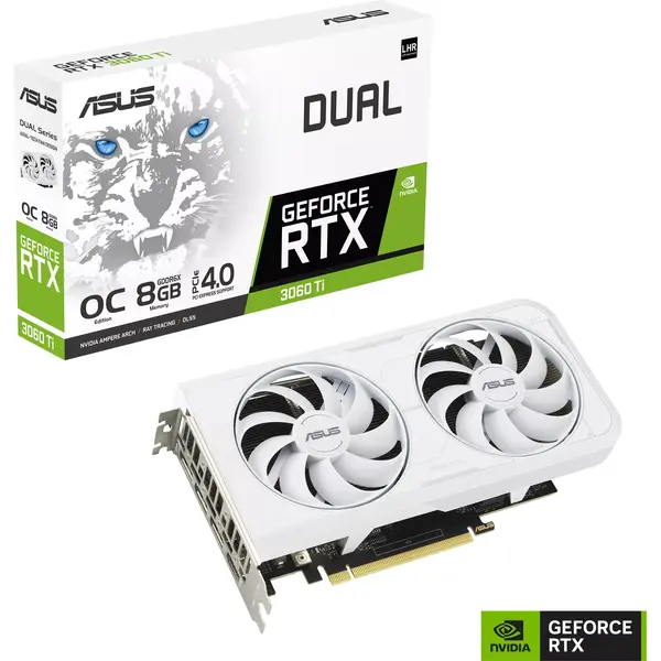 Placa video Asus GeForce RTX 3060 Ti O8G LHR 8GB GDDR6 256 Bit White