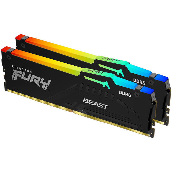 Memorie Kingston FURY Beast RGB 64GB DDR5 6000MHz CL36 Kit Dual Channel