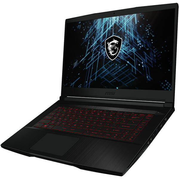 Laptop Gaming MSI GF63 Thin 11SC, 15.6 inch FHD 144Hz, Intel Core i7-11800H, 16GB DDR4, 512GB SSD, GeForce GTX 1650 4GB, Free DOS, Black