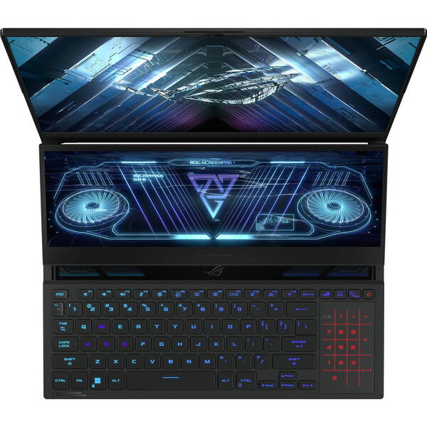 Laptop Asus ROG Zephyrus Duo 16 GX650PZ, 16 inch QHD+ 240Hz, AMD Ryzen 9 7945HX, 32GB DDR5, 1TB SSD, GeForce RTX 4080 12GB, Win 11 Home, Black