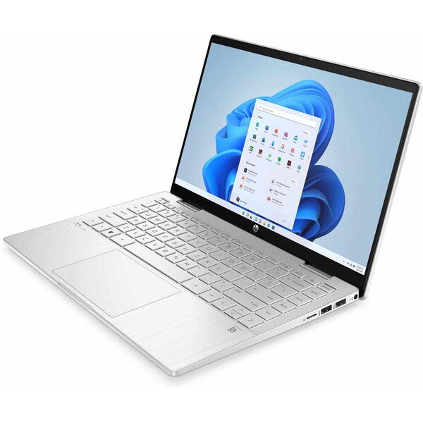 Laptop HP Pavilion x360 2-in-1 14-ek0006nn, 14 inch FHD IPS Touch, Intel Core i5-1235U with IPU, 16GB DDR4, 512GB SSD, Intel Iris Xe, Win 11 Home, Natural Silver