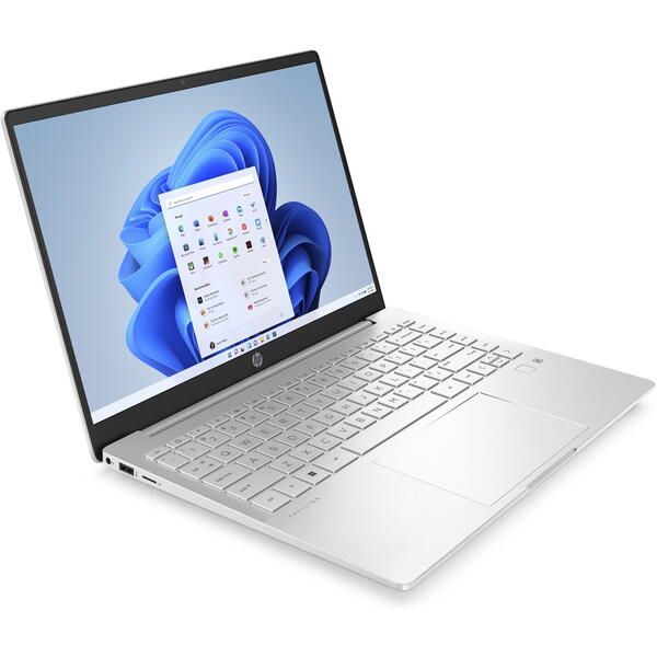 Laptop HP Pavilion Plus 14-eh0003nq, 14 inch 2.8K OLED 90Hz, Intel Core i7-1255U, 16GB DDR4, 1TB SSD, GeForce RTX 2050 4GB, Free DOS, Silver