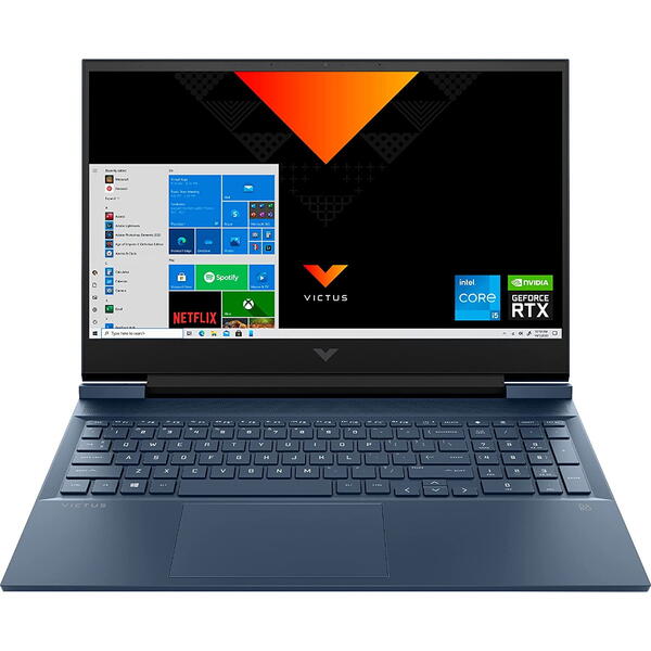 Laptop Gaming HP Victus 16-e1019nq, 16.1 inch FHD IPS, AMD Ryzen 5 6600H, 8GB DDR5, 512GB SSD, GeForce RTX 3050 4GB, Free DOS, Performance Blue