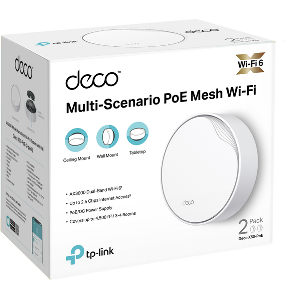 Router Wireless TP-LINK DECO X50 POE Dual Band WiFi 6, 1pack