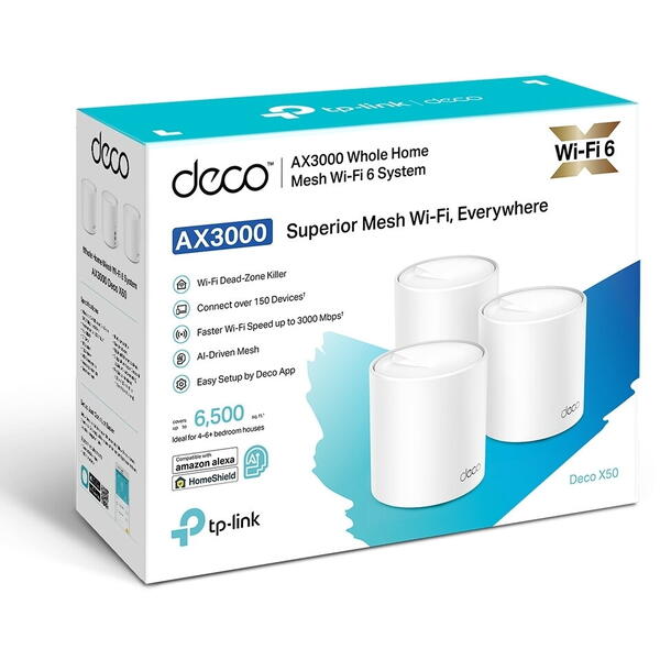Router Wireless TP-LINK DECO X50 Dual Band WiFi 6, 3pack