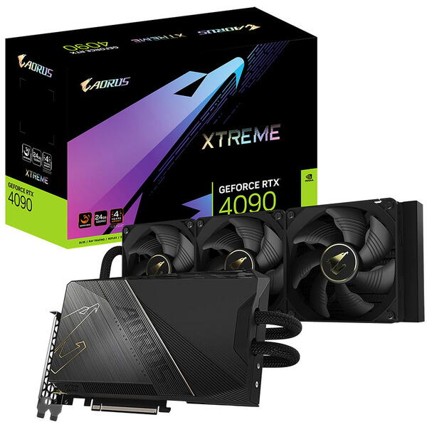 Placa video Gigabyte AORUS GeForce RTX 4090 XTREME WATERFORCE 24GB GDDR6X 384 bit DLSS 3.0