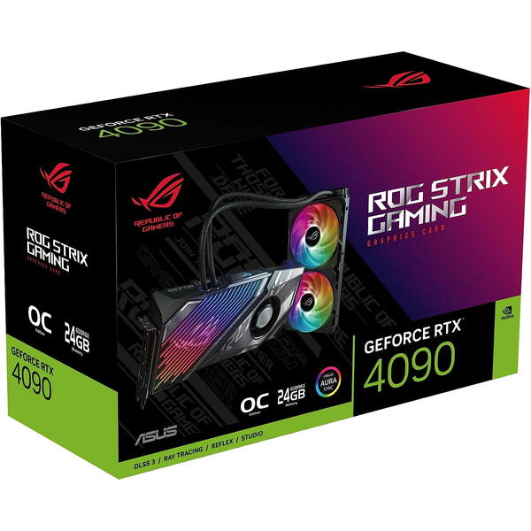 Placa video Asus GeForce RTX 4090 ROG STRIX LC OC Edition 24GB GDDR6X 384 bit DLSS 3.0
