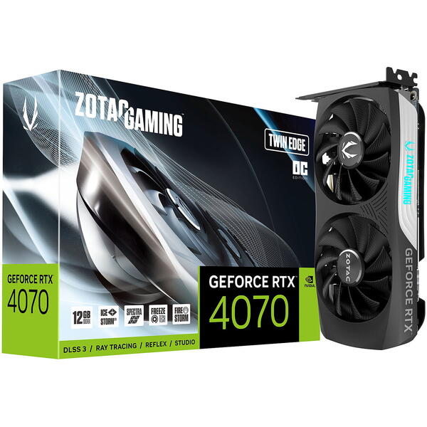 Placa video Zotac GeForce RTX 4070 TWIN EDGE OC 12GB GDDR6X 192 bit DLSS 3.0