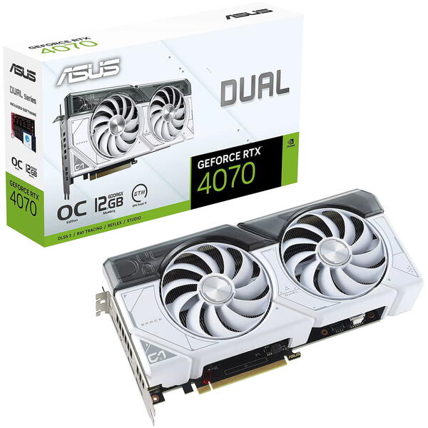 Placa video Asus GeForce RTX 4070 DUAL OC 12GB GDDR6X 192 bit DLSS 3.0 White