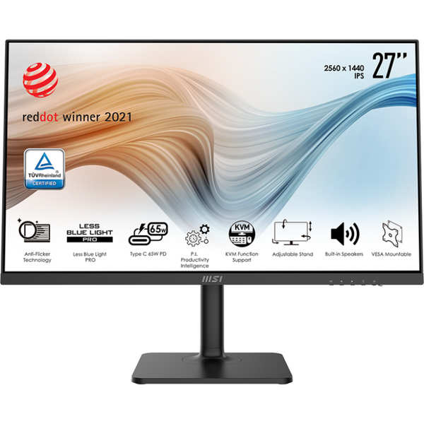 Monitor LED MSI Modern MD272QP 27 inch QHD IPS 4 ms 75 Hz USB-C Negru