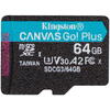 Kingston Micro SDXC Canvas GO Plus, 64GB, Clasa 10, UHS-I