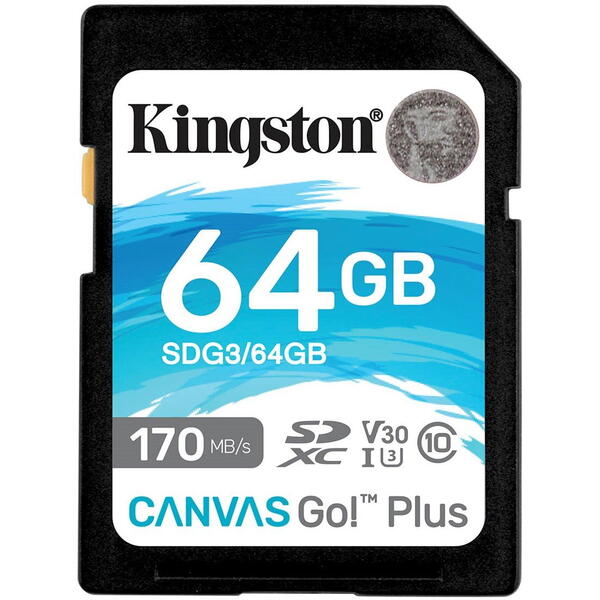 Kingston SDXC Canvas GO Plus Clasa 10 UHS-I 64GB
