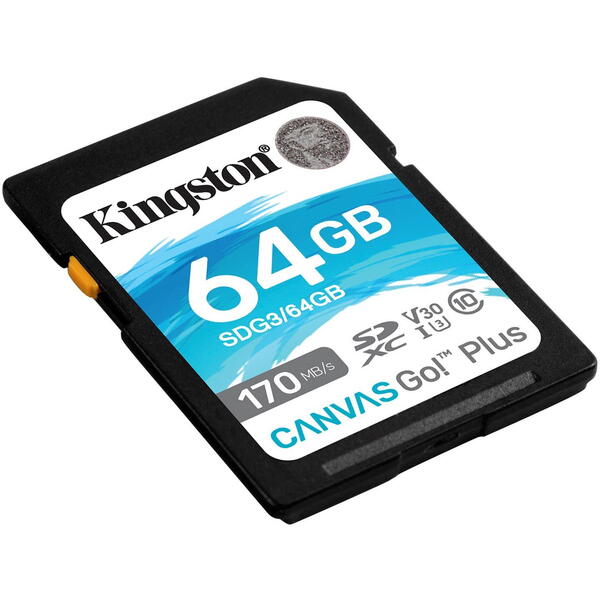 Card Memorie Kingston SDXC Canvas GO Plus Clasa 10 UHS-I 64GB