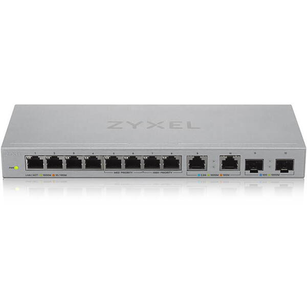 Switch ZyXEL XGS1010-12, 8 Porturi, Gigabit, 2x 2.5 Gbps