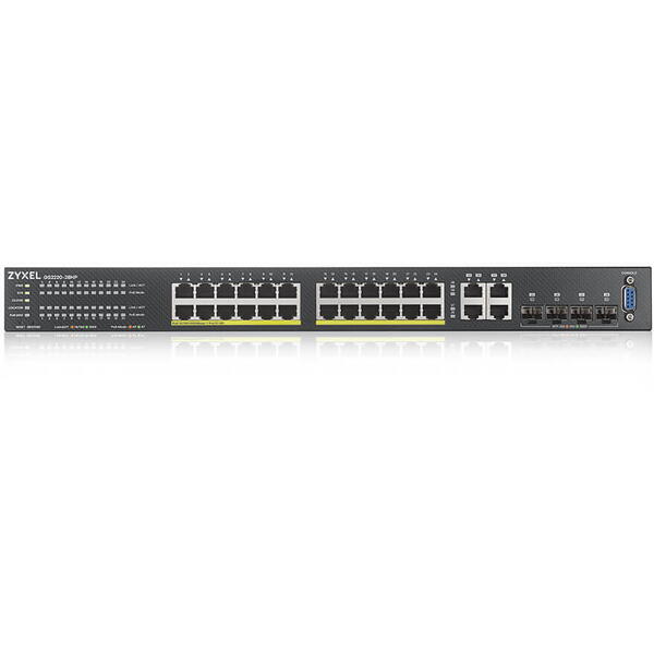 Switch ZyXEL GS2220-28HP, 24 Porturi Gigabit + 4x RJ45/SFP PoE