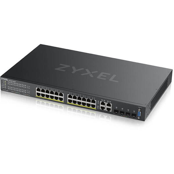 Switch ZyXEL GS2220-28HP, 24 Porturi Gigabit + 4x RJ45/SFP PoE
