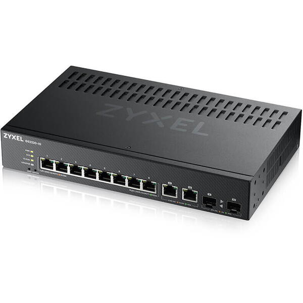 Switch ZyXEL GS2220-10, 8 Porturi Gigabit + 2 RJ45/SFP