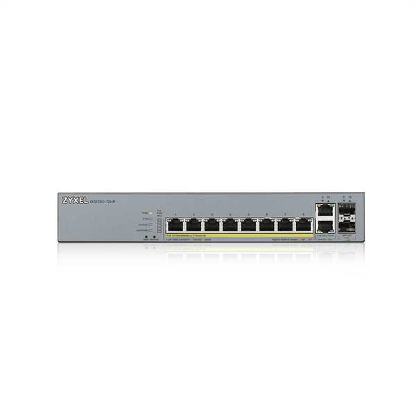 Switch ZyXEL GS1350-12HP, 10 Porturi Gigabit + 2x SFP