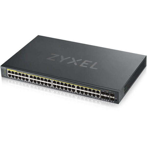 Switch ZyXEL GS1920-48HP v2, 44 Porturi Gigabit PoE + 4x RJ45/SFP PoE + 2x SFP