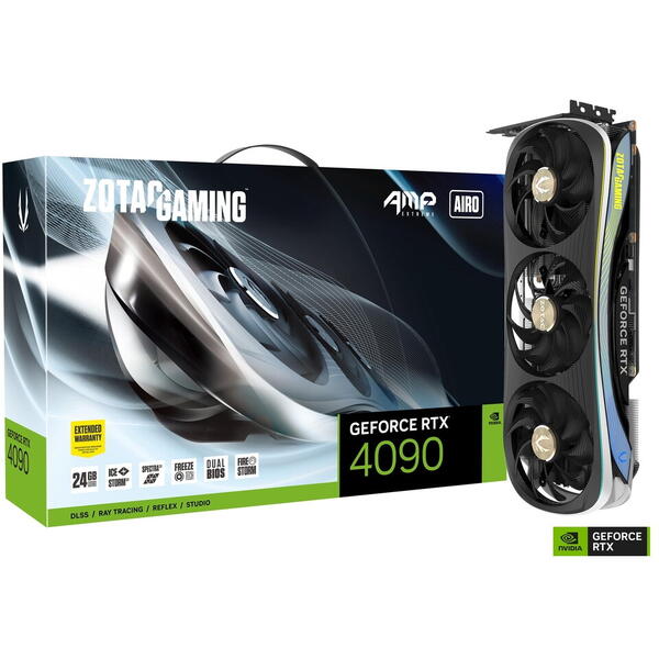 Placa video Zotac GeForce RTX 4090 AMP EXTREME AIRO 24GB GDDR6X 384 bit DLSS 3.0