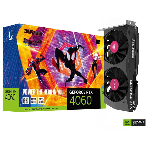 Placa video Zotac GeForce RTX 4060 OC 8GB GDDR6 DLSS 3.0 128 bit SPIDER-MAN