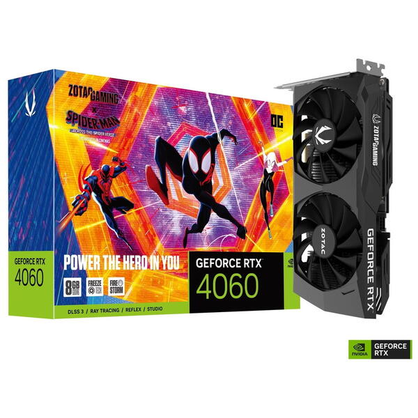 Placa video Zotac GeForce RTX 4060 OC 8GB GDDR6 DLSS 3.0 128 bit SPIDER-MAN