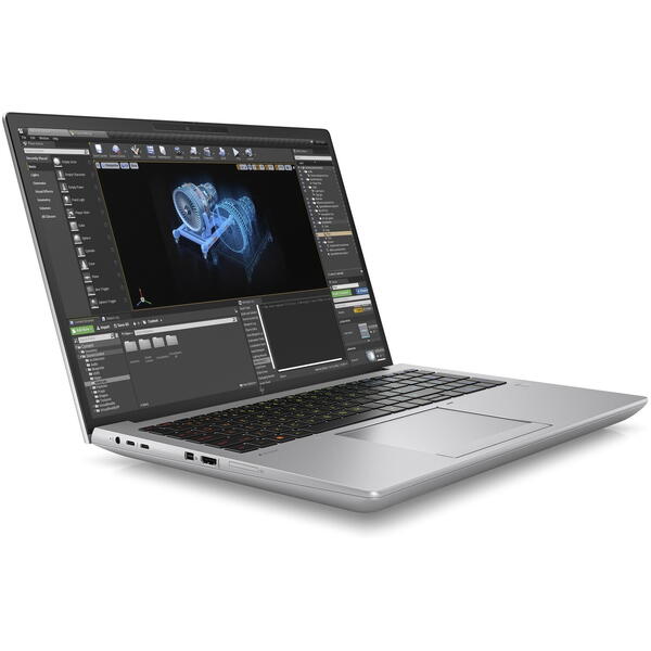 Laptop ZBook Fury 16 G10 Mobile Workstation, 16 inch WUXGA IPS, Intel Core i7-13850HX, 32GB DDR5, 1TB SSD, RTX 3500 12GB, Win 11 Pro, Silver + HP Wolf Pro Security