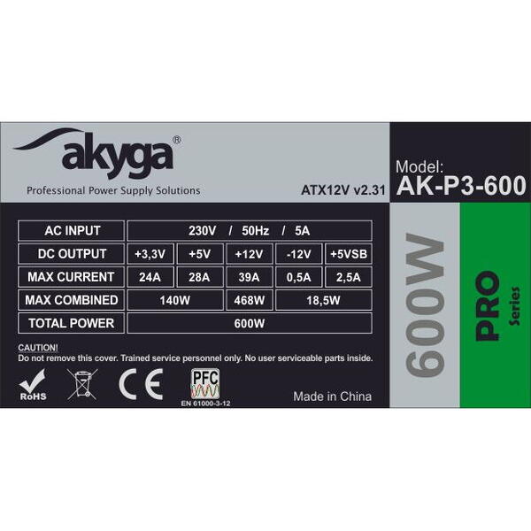 Sursa Akyga Pro AK-P3-600, 600W
