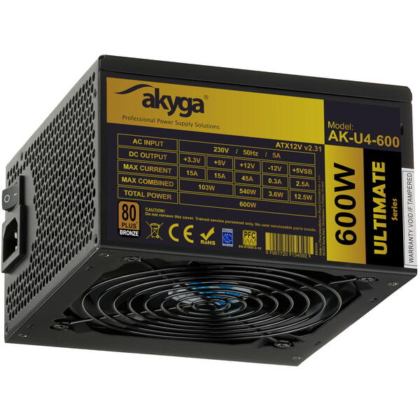 Sursa Akyga Ultimate, 80+, 600W