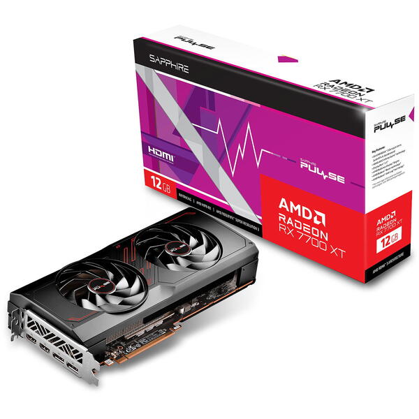 Placa video Sapphire Radeon RX 7700 XT Pulse 12GB GDDR6 1‎92 bit