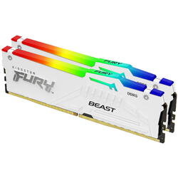 Memorie Kingston FURY Beast RGB White 64GB DDR5 6000MHz CL36 Kit Dual Channel