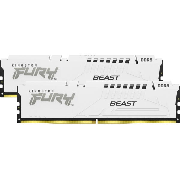 Memorie Kingston FURY Beast White 64GB DDR5 6000MHz CL36 Kit Dual Channel