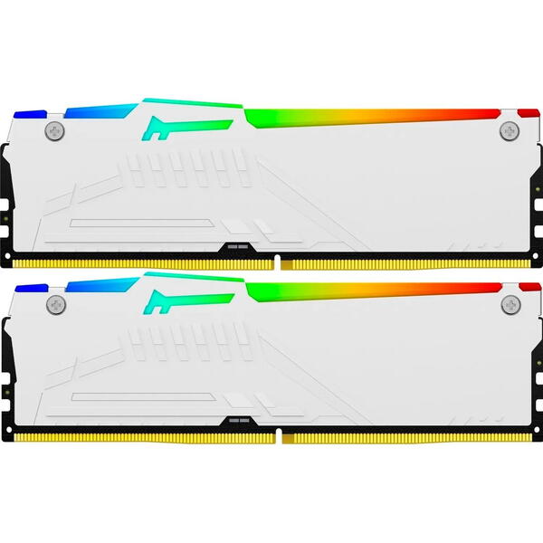 Memorie Kingston FURY Beast RGB White 64GB DDR5 6000MHz CL40 Kit Dual Channel