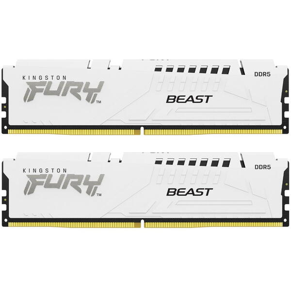 Memorie Kingston FURY Beast White 64GB DDR5 6000MHz CL40 Kit Dual Channel