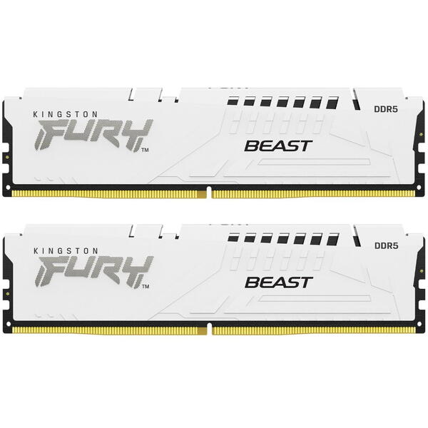 Memorie Kingston FURY Beast White 64GB DDR5 6000MHz CL40 Kit Dual Channel